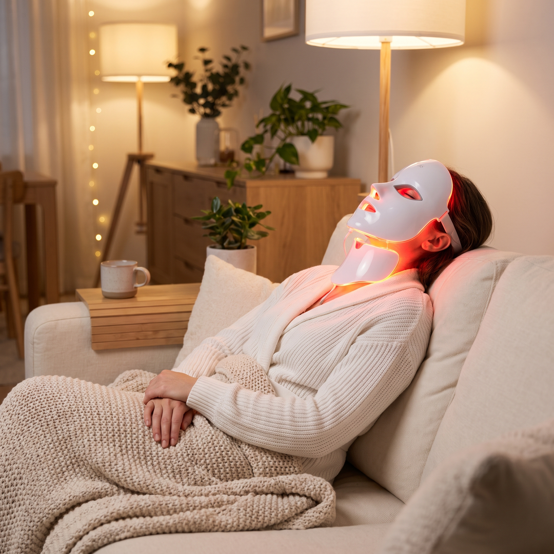 Professional LED Face &amp; Neck Light Therapy Mask 7 Colour Red Light Skin Rejuvenation Anti-Ageing Beauty Device for Home Skincare Facial Treatment