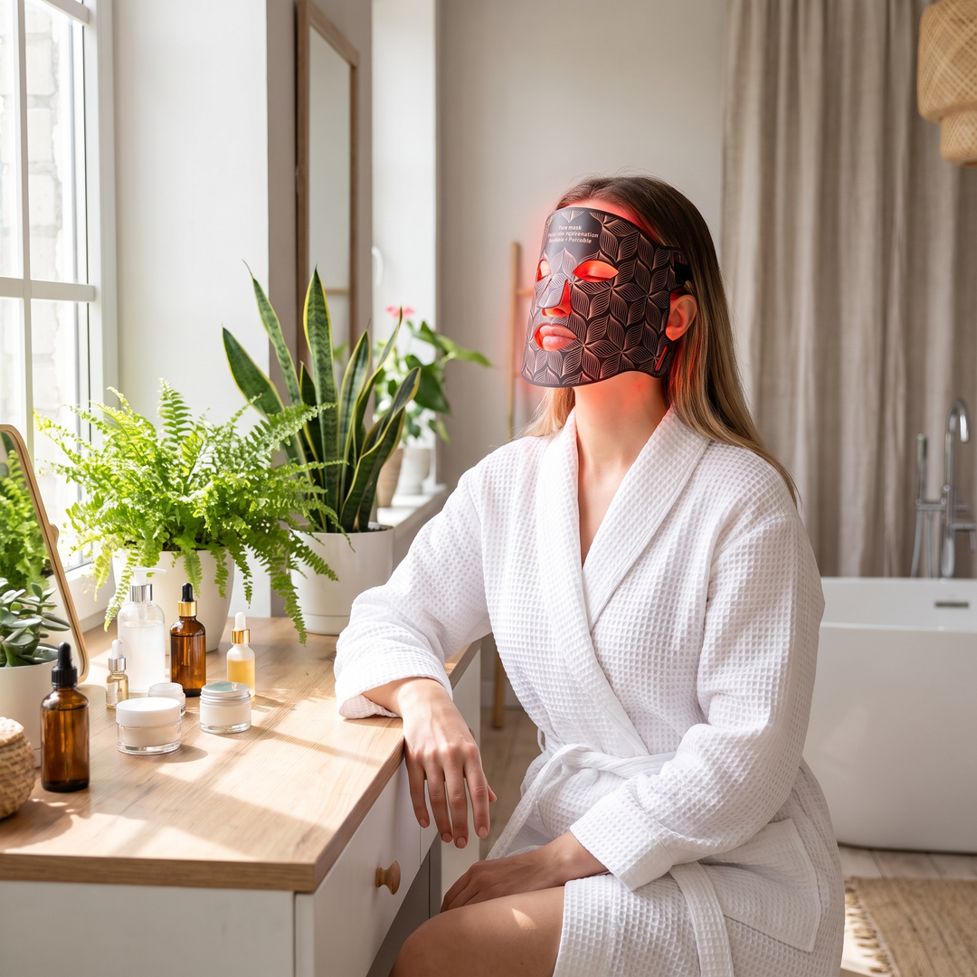 Professional LED Face &amp; Neck Light Therapy Mask 8 Colour Red Near-Infrared Photon Skin Firming Oil Control Anti-Redness Whitening Home Skin Care