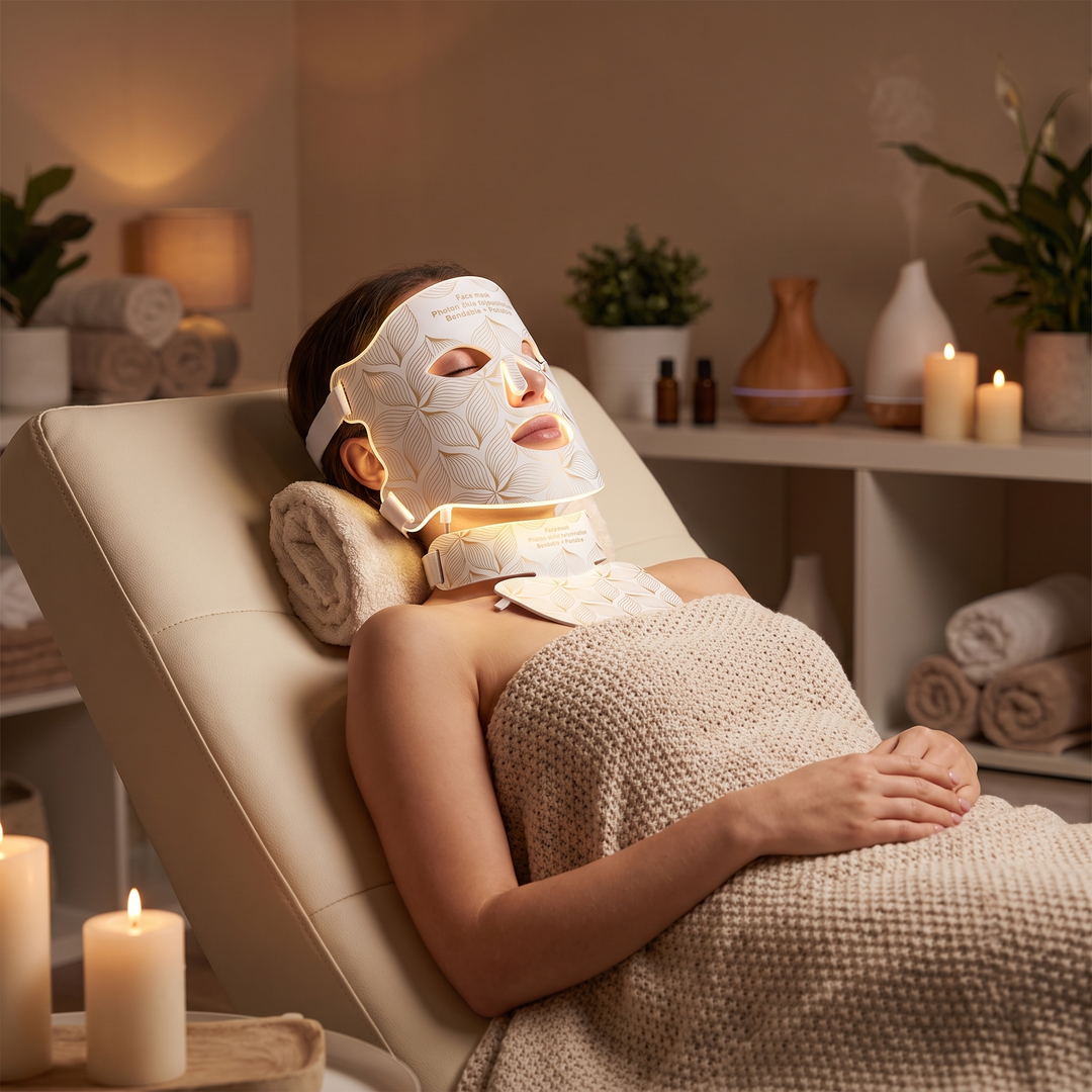 Professional LED Face & Neck Light Therapy Mask 8 Colour Red Near-Infrared Photon Skin Firming Oil Control Anti-Redness Whitening Home Skin Care