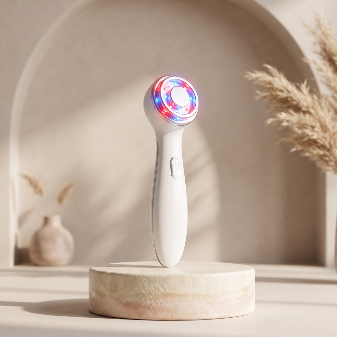 Professional LED Light Therapy Face Neck Massager 7 Colors Adjustable Vibration Skin Tightening Lifting Anti Wrinkle Portable Facial Massager for Home Skincare Routine