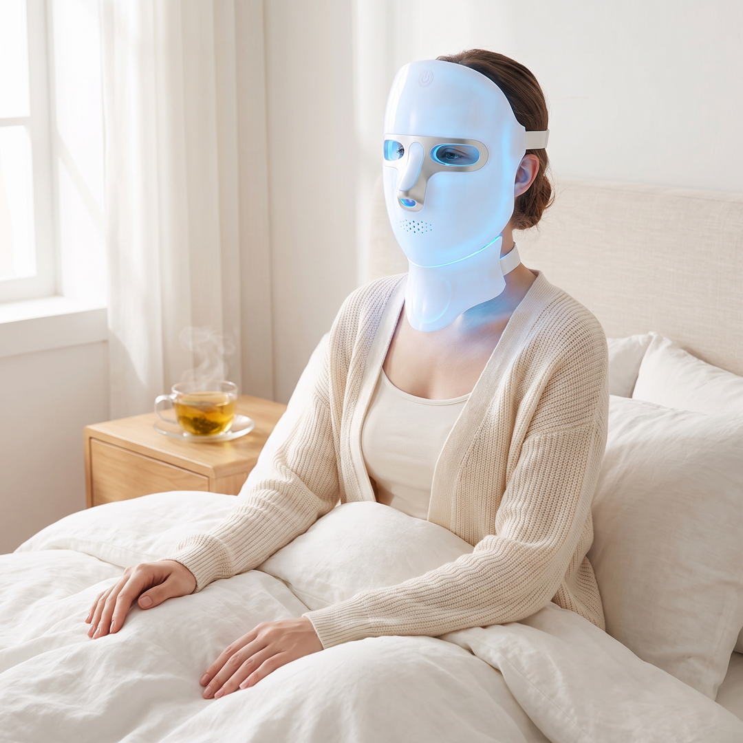 Professional LED Light Therapy Face and Neck Mask 7 Color Photon Skin Rejuvenation Rechargeable Facial Care Device for Home Use