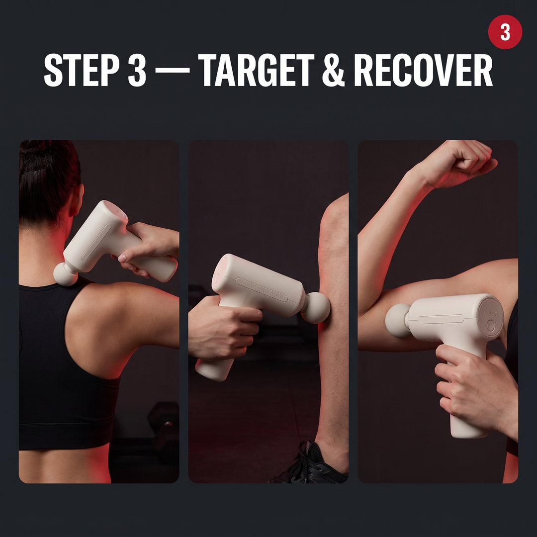 Professional Mini Percussion Massage Gun Portable Muscle Massager Brushless Silent Motor 3 Massage Heads Deep Tissue Relief Body Recovery Fitness