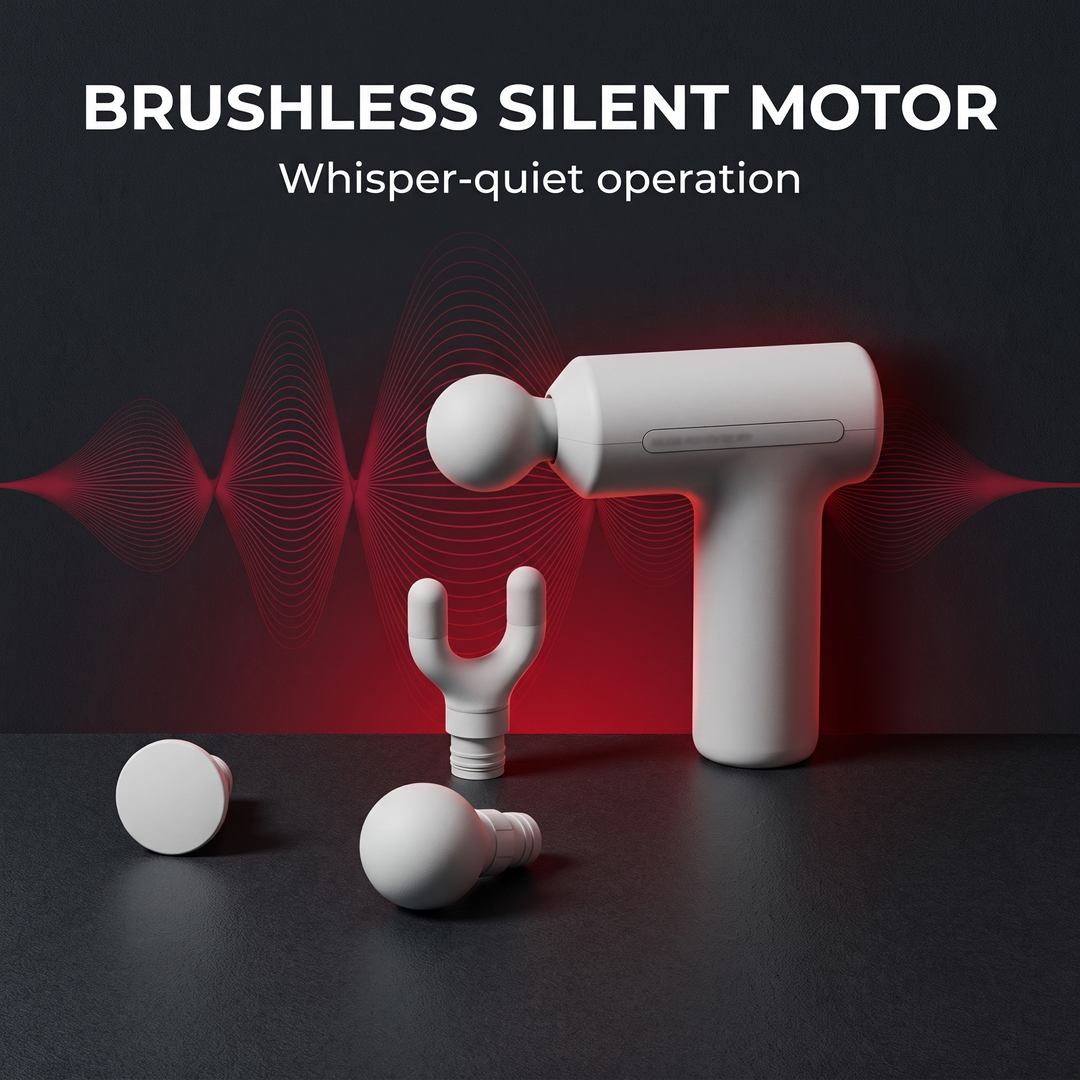 Professional Mini Percussion Massage Gun Portable Muscle Massager Brushless Silent Motor 3 Massage Heads Deep Tissue Relief Body Recovery Fitness