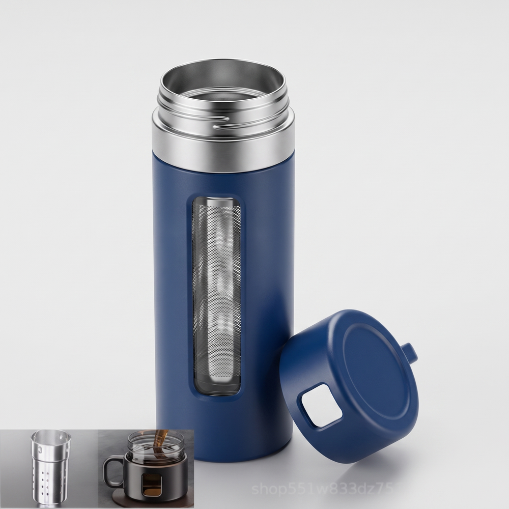 Professional Portable Tea Infuser Bottle 520ml Double Wall Insulated Travel Tea Cup with Filter Separator Leak Proof Thermal Flask for Hot Cold Drinks Daily Use