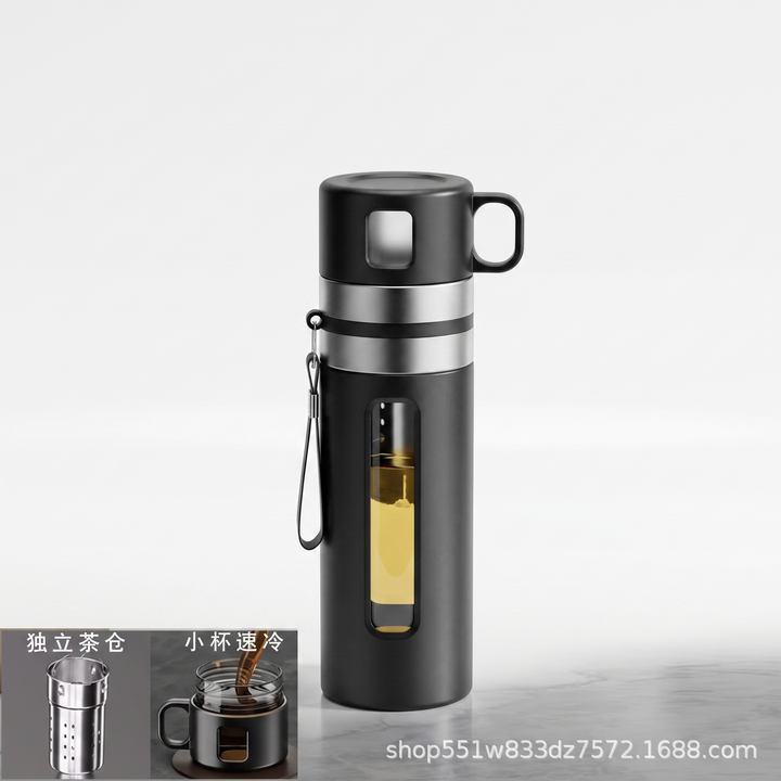Professional Portable Tea Infuser Bottle 520ml Double Wall Insulated Travel Tea Cup with Filter Separator Leak Proof Thermal Flask for Hot Cold Drinks Daily Use