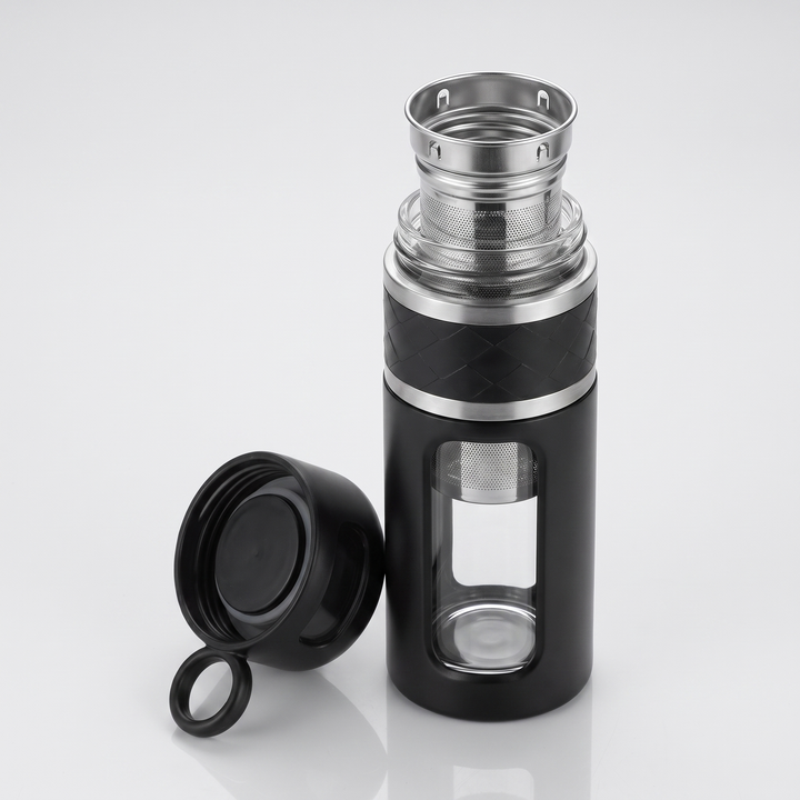 Professional Portable Tea Infuser Bottle 520ml Double Wall Insulated Travel Tea Cup with Filter Separator Leak Proof Thermal Flask for Hot Cold Drinks Daily Use