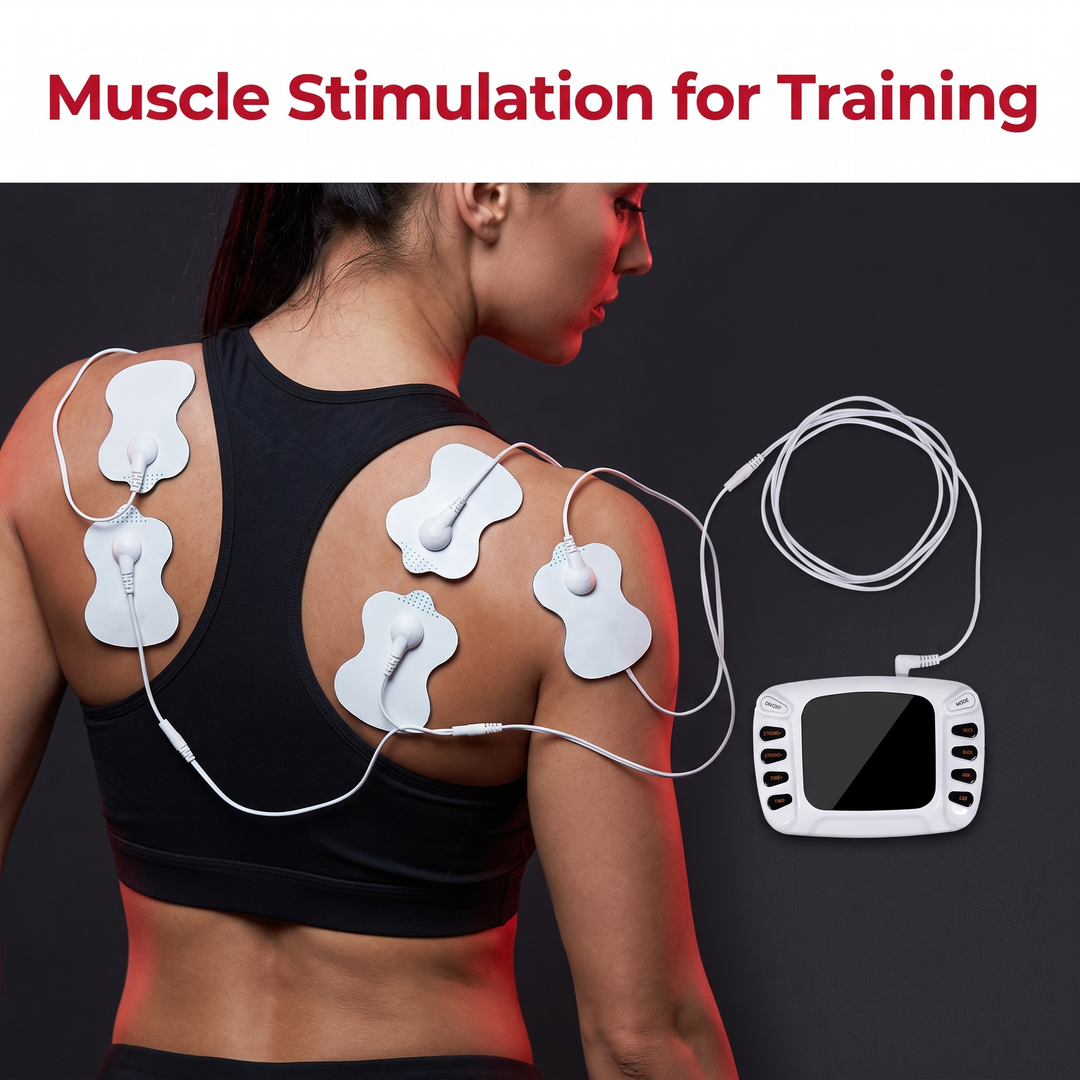 Professional TENS EMS Muscle Stimulator Electrotherapy Device 8 Modes 15 Intensity Levels Pain Relief Muscle Recovery Physiotherapy Unit Home Gym