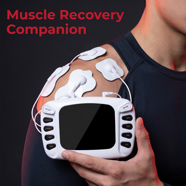 Professional TENS EMS Muscle Stimulator Electrotherapy Device 8 Modes 15 Intensity Levels Pain Relief Muscle Recovery Physiotherapy Unit Home Gym