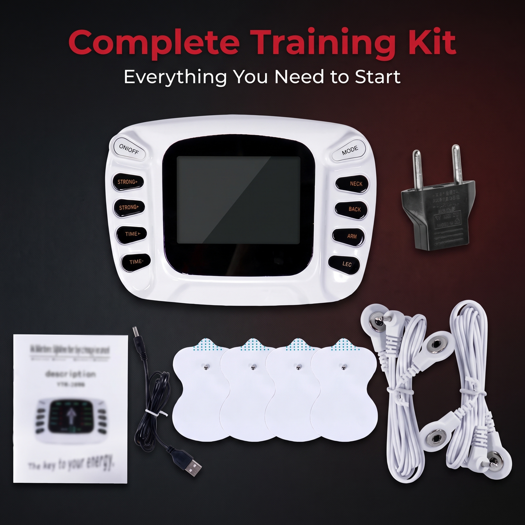 Professional TENS EMS Muscle Stimulator Electrotherapy Device 8 Modes 15 Intensity Levels Pain Relief Muscle Recovery Physiotherapy Unit Home Gym