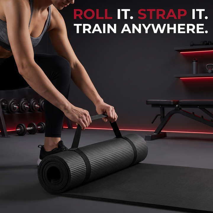 Professional Thick Exercise Mat Non-Slip Yoga Mat Pilates Fitness Training Mat with Carrying Strap for Floor Exercises Stretching Home Workout
