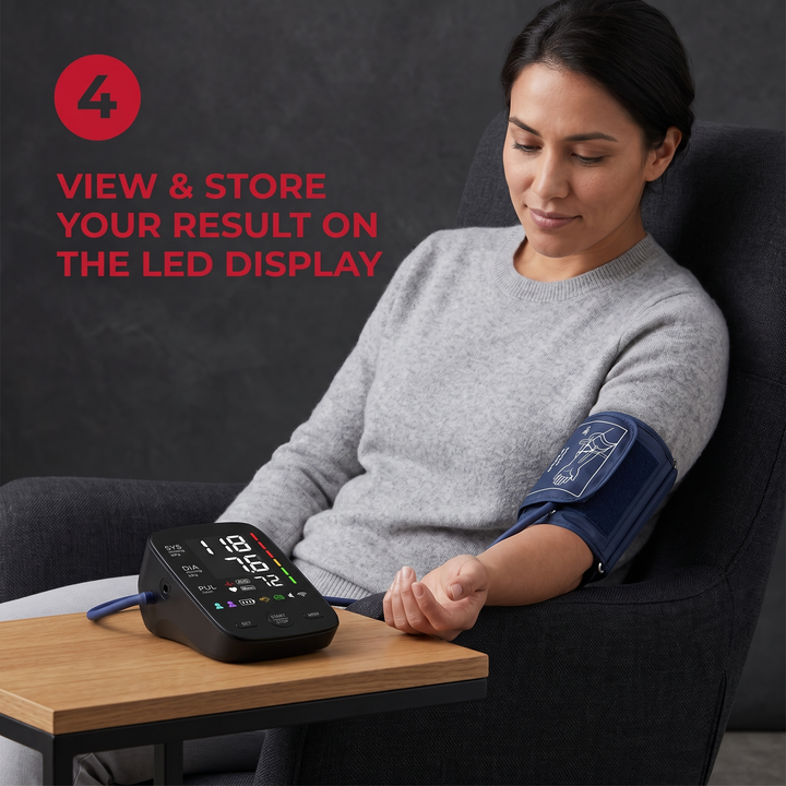 Professional Upper Arm Blood Pressure Monitor Automatic BP Monitor LED Backlit Screen Large Display Adjustable Cuff Home Use Heart Rate Monitor