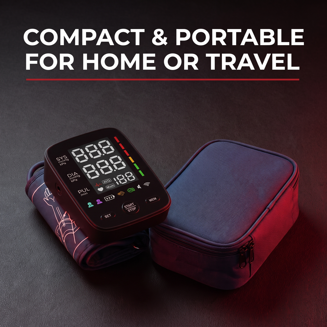Professional Upper Arm Blood Pressure Monitor Automatic BP Monitor LED Backlit Screen Large Display Adjustable Cuff Home Use Heart Rate Monitor