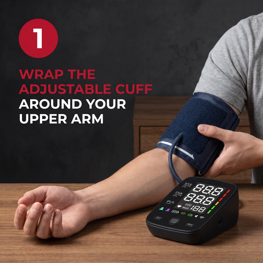 Professional Upper Arm Blood Pressure Monitor Automatic BP Monitor LED Backlit Screen Large Display Adjustable Cuff Home Use Heart Rate Monitor