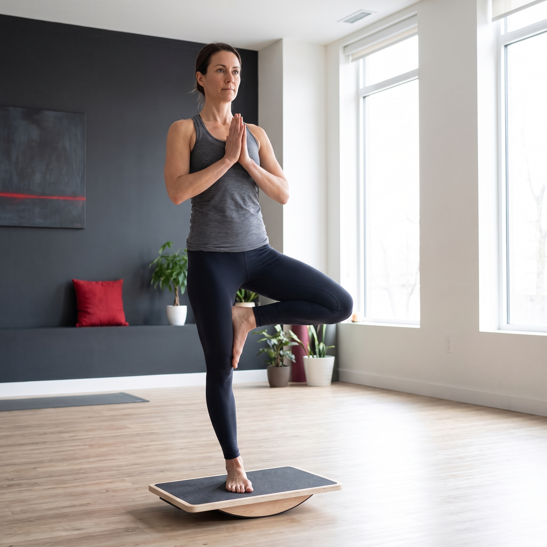 Professional Wooden Balance Board Square Anti-Slip Balance Training Board for Coordination Stability Core Strength Home Office Gym Yoga Rehabilitation Fitness