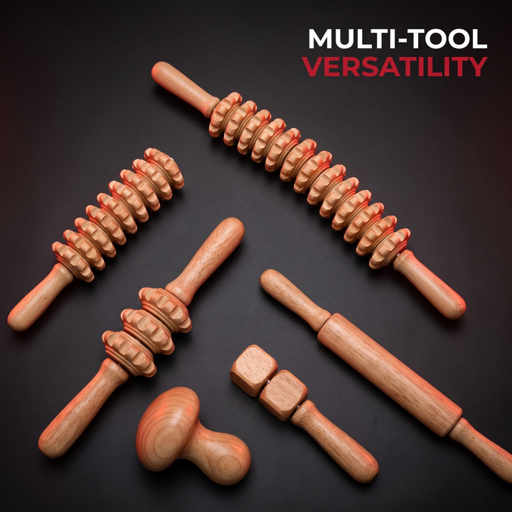 Professional Wooden Massage Roller Set Multifunctional Body Roller for Muscle Relief Cellulite Reduction Natural Wood Massager Men Women Home Recovery