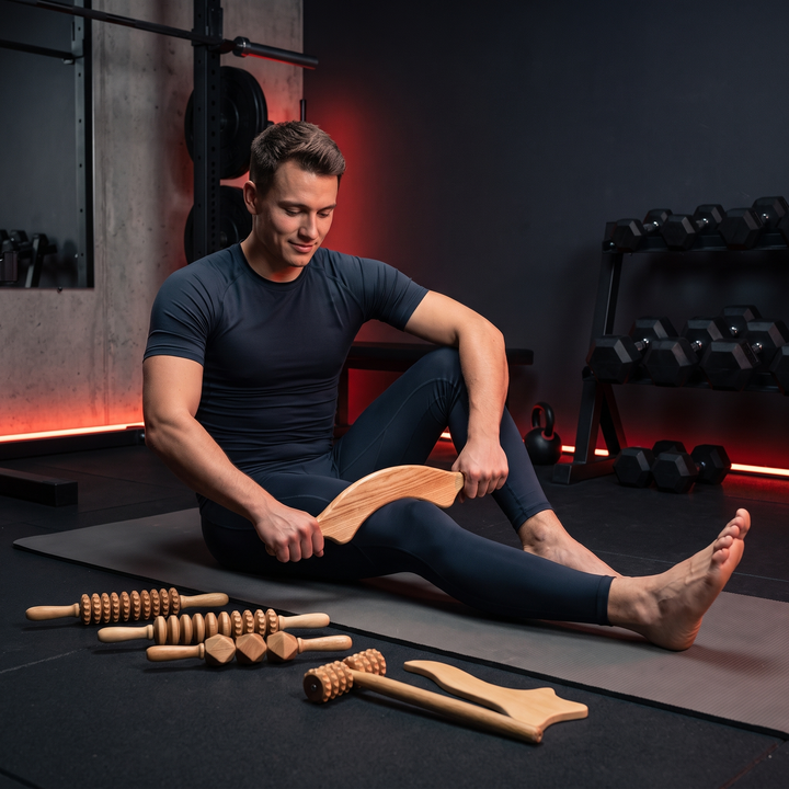Professional Wooden Massage Roller Set Multifunctional Body Roller for Muscle Relief Cellulite Reduction Natural Wood Massager Men Women Home Recovery