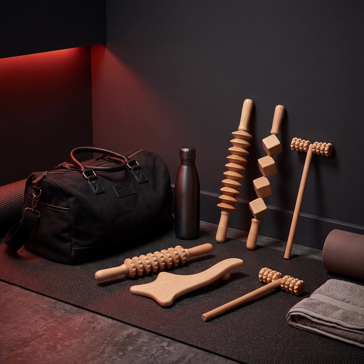 Professional Wooden Massage Roller Set Multifunctional Body Roller for Muscle Relief Cellulite Reduction Natural Wood Massager Men Women Home Recovery