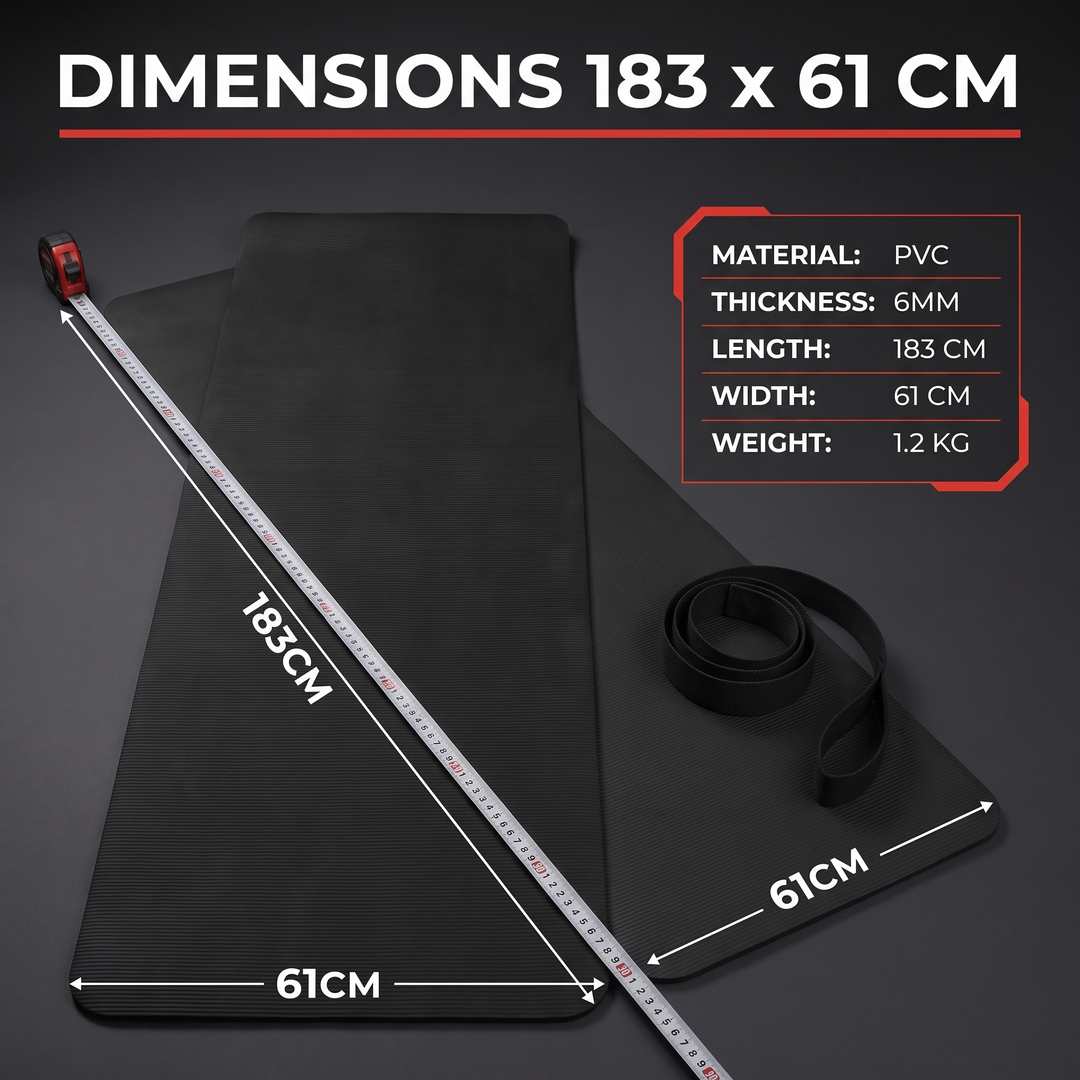 Professional Yoga Mat Extra Thick 10mm Non-Slip NBR Exercise Mat with Carry Strap Pilates Gym Workout Fitness Mat 183cm x 61cm