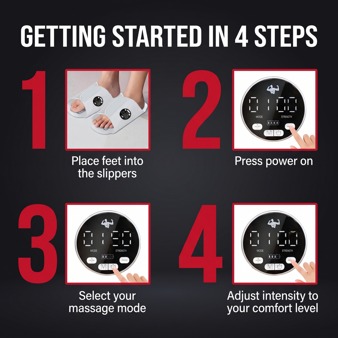Rechargeable EMS Foot Massager Slippers Electric Foot Stimulator Multiple Massage Modes Circulation Support Recovery Relaxation Home Use