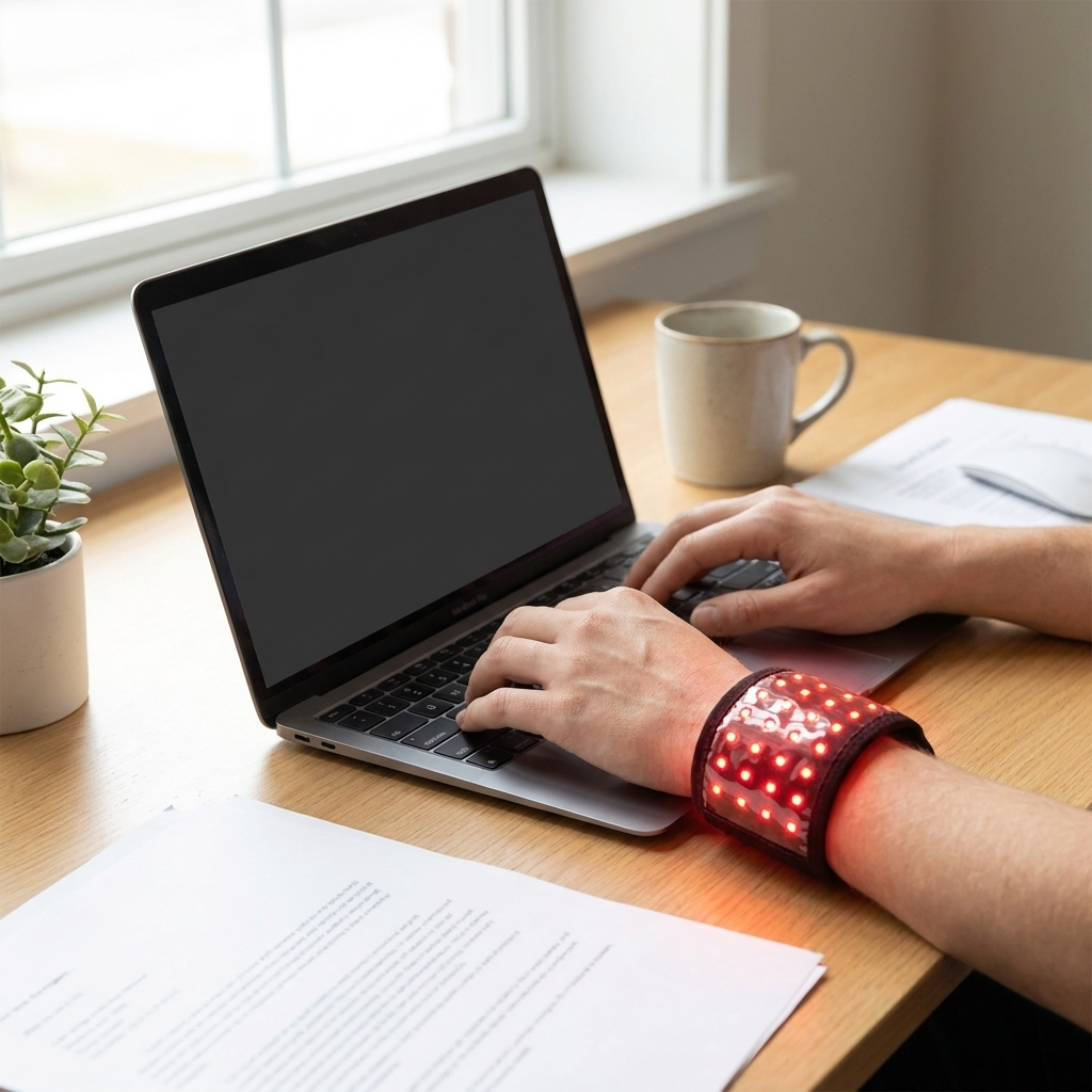 Rechargeable Red Light Therapy Wrist Wrap 48 LED Red and Infrared Light Hand Wrist Finger Joint Support Recovery Device Physiotherapy