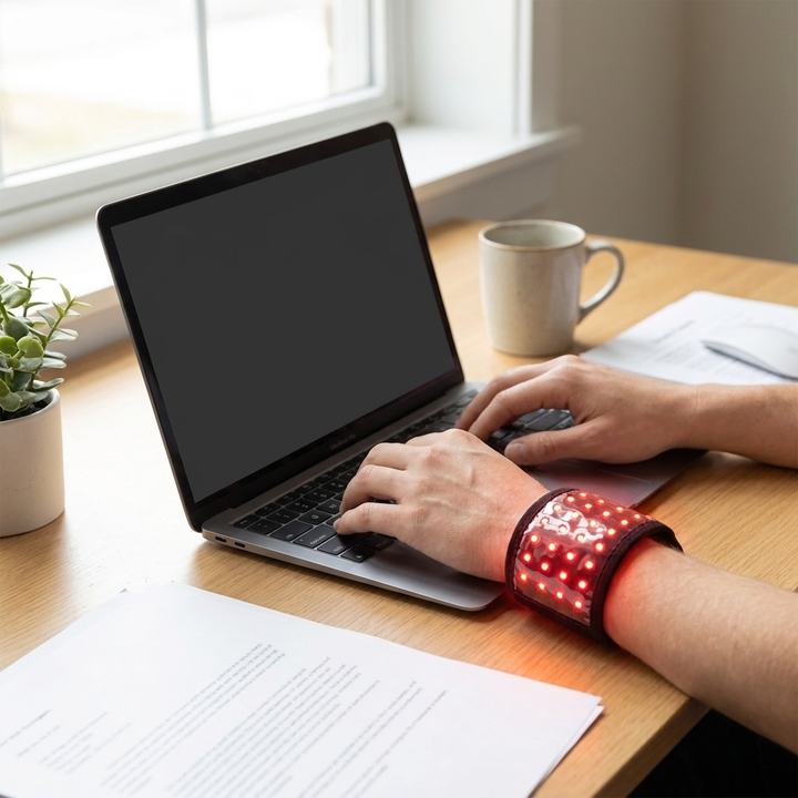 Rechargeable Red Light Therapy Wrist Wrap 48 LED Red and Infrared Light Hand Wrist Finger Joint Support Recovery Device Physiotherapy