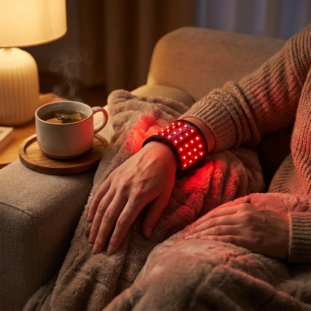 Rechargeable Red Light Therapy Wrist Wrap 48 LED Red and Infrared Light Hand Wrist Finger Joint Support Recovery Device Physiotherapy