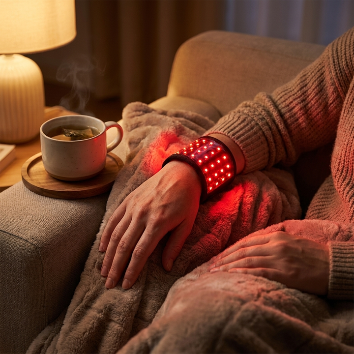 Rechargeable Red Light Therapy Wrist Wrap 48 LED Red and Infrared Light Hand Wrist Finger Joint Support Recovery Device Physiotherapy