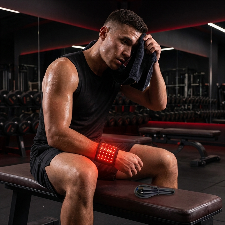 Rechargeable Red Light Therapy Wrist Wrap 48 LED Red and Infrared Light Hand Wrist Finger Joint Support Recovery Device Physiotherapy