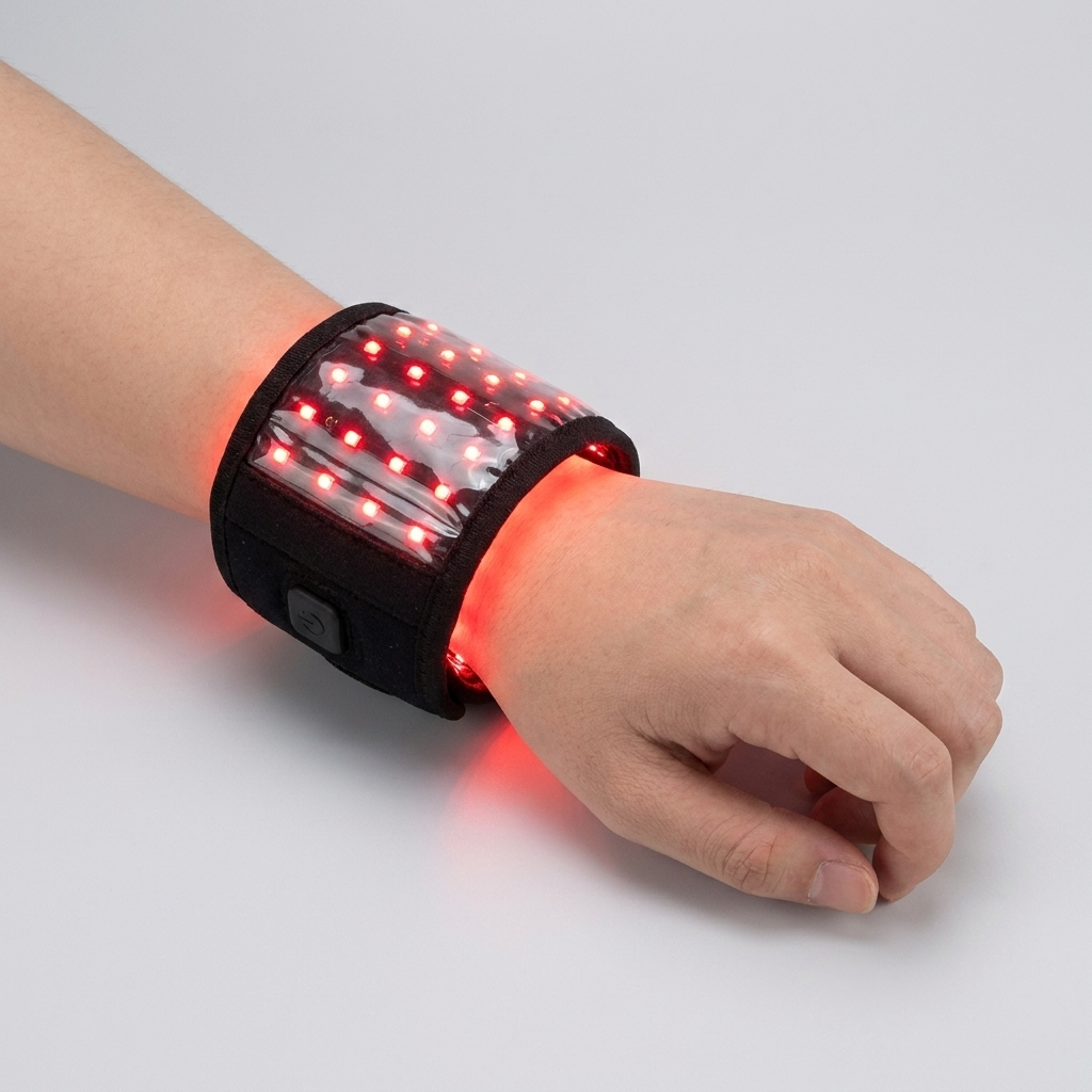 Rechargeable Red Light Therapy Wrist Wrap 48 LED Red and Infrared Light Hand Wrist Finger Joint Support Recovery Device Physiotherapy