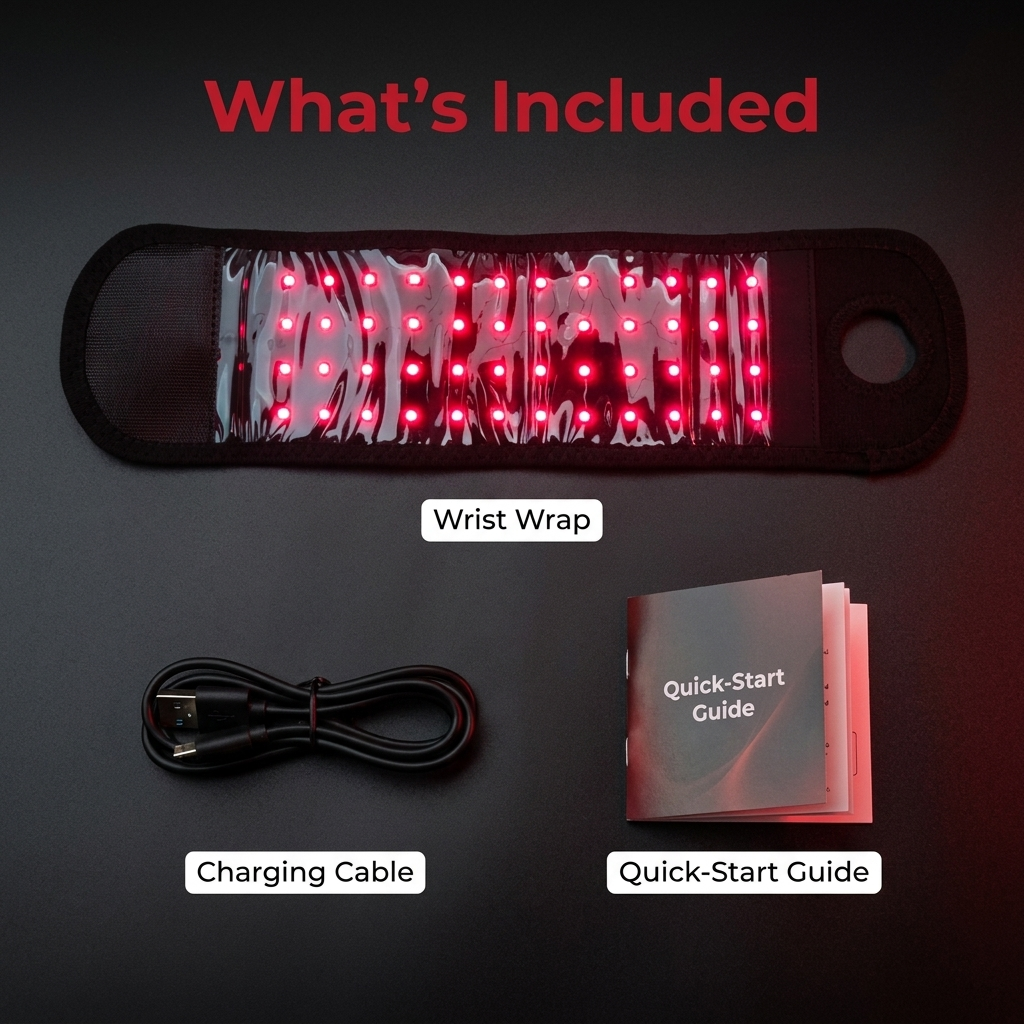 Rechargeable Red Light Therapy Wrist Wrap 48 LED Red and Infrared Light Hand Wrist Finger Joint Support Recovery Device Physiotherapy