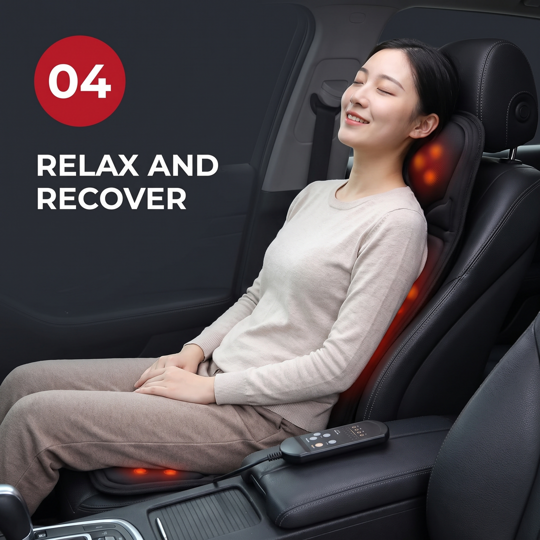 Shiatsu Massage Cushion Vibrating Infrared Heat Pad Neck Back Lumbar Full Body Massager Car Home Office Cervical Support Relief