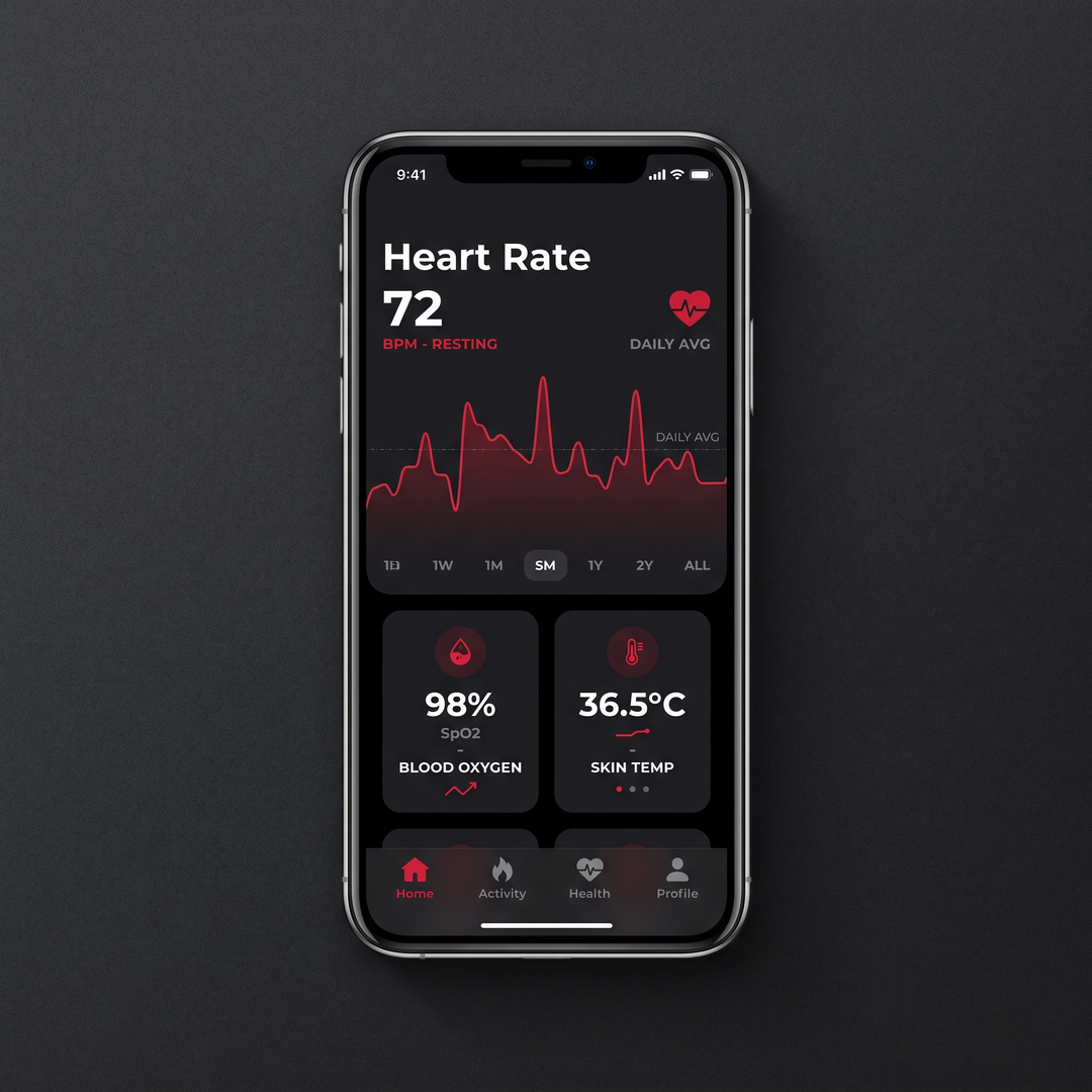 Smart Health Tracking Ring Heart Rate Blood Oxygen Skin Temperature Monitor 5ATM Waterproof Fitness Ring for Men Women Android iOS with Charging Case