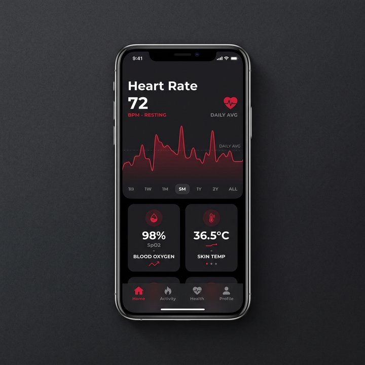 Smart Health Tracking Ring Heart Rate Blood Oxygen Skin Temperature Monitor 5ATM Waterproof Fitness Ring for Men Women Android iOS with Charging Case