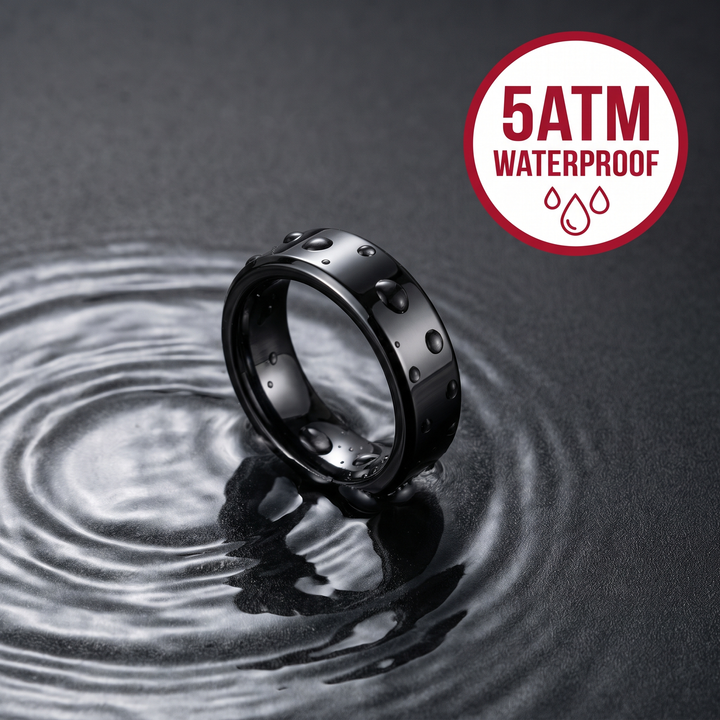 Smart Health Tracking Ring Heart Rate Blood Oxygen Skin Temperature Monitor 5ATM Waterproof Fitness Ring for Men Women Android iOS with Charging Case
