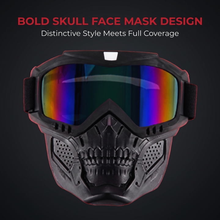 Tactical Goggles with Skull Face Mask Outdoor Riding Glasses Windproof UV Protection Off-Road Racing Cycling Eyewear Multi-Purpose
