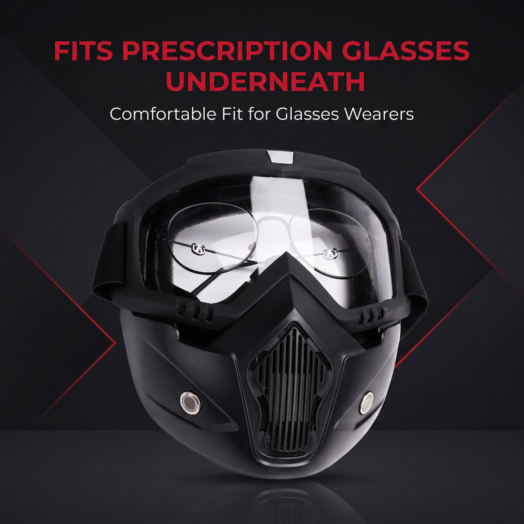 Tactical Goggles with Skull Face Mask Outdoor Riding Glasses Windproof UV Protection Off-Road Racing Cycling Eyewear Multi-Purpose