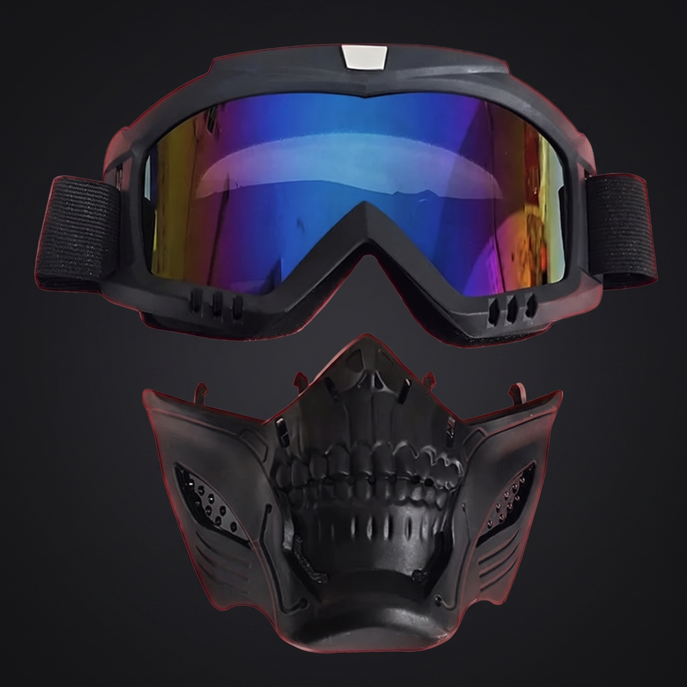 Tactical Goggles with Skull Face Mask Outdoor Riding Glasses Windproof UV Protection Off-Road Racing Cycling Eyewear Multi-Purpose