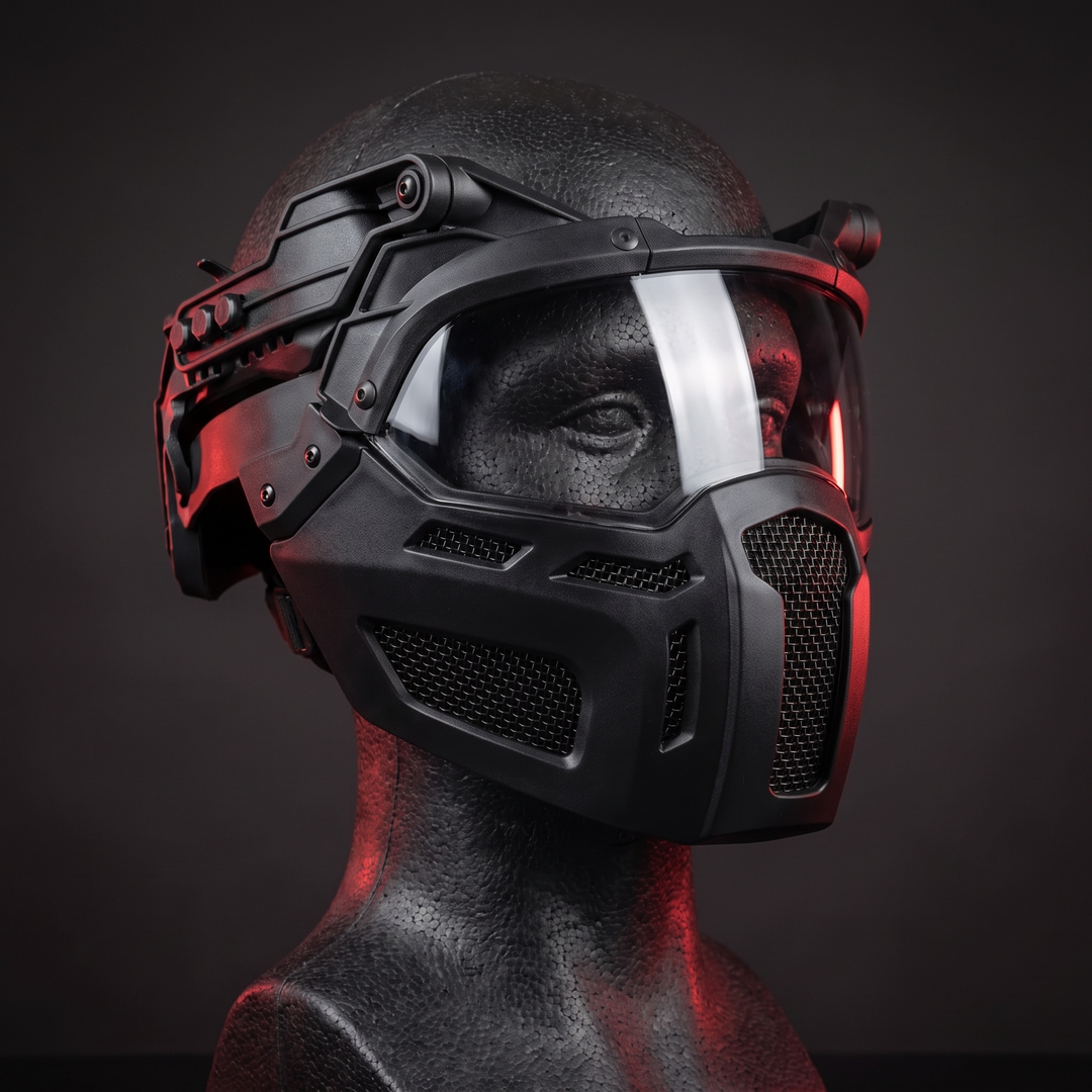 Tactical Half Face Mask with Flip Goggles Paintball Helmet Accessory for Hunting CS Shooting Airsoft Outdoor Sport Protective Gear