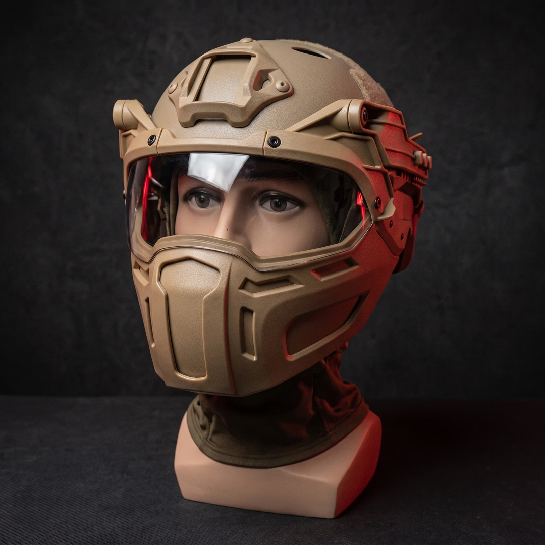 Tactical Half Face Mask with Flip Goggles Paintball Helmet Accessory for Hunting CS Shooting Airsoft Outdoor Sport Protective Gear