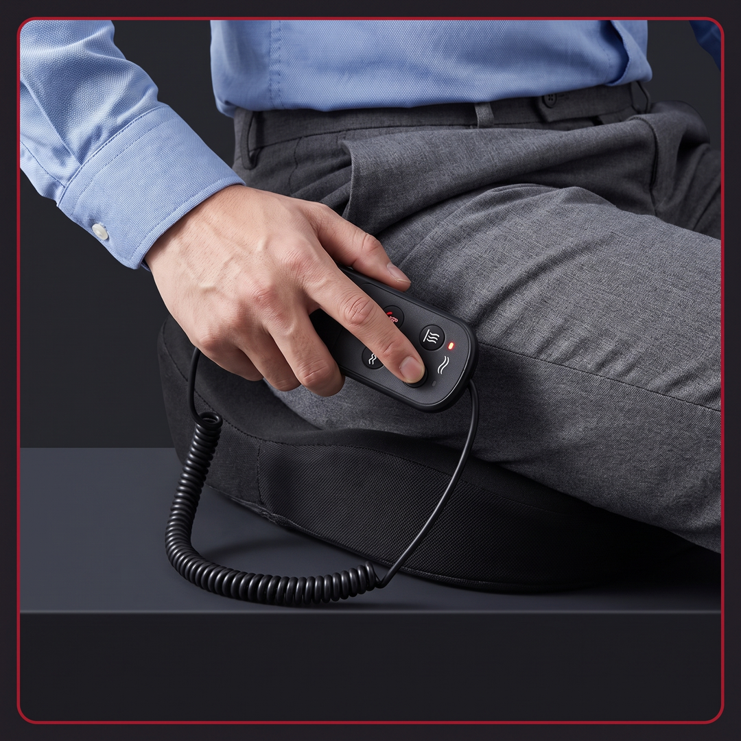 Therapeutic Massage Seat Cushion with Heat and Vibration Coccyx Pressure Relief Office Chair Pad Kegel Pelvic Floor Support Home and Work Use
